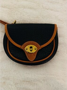 Dooney & Bourke Navy Pebble Leather Crossbody with Tan Trim